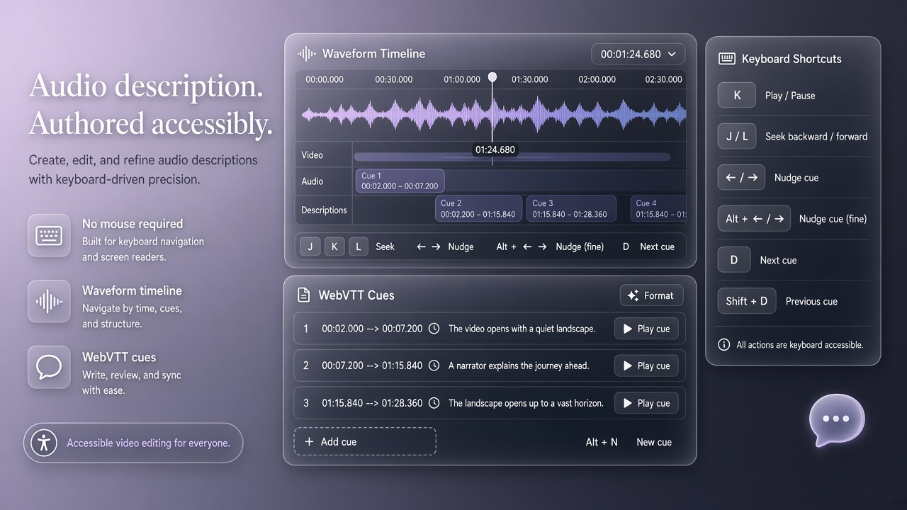 ADCanvas audio description AI blind creators WebVTT Gemini multimodal authoring