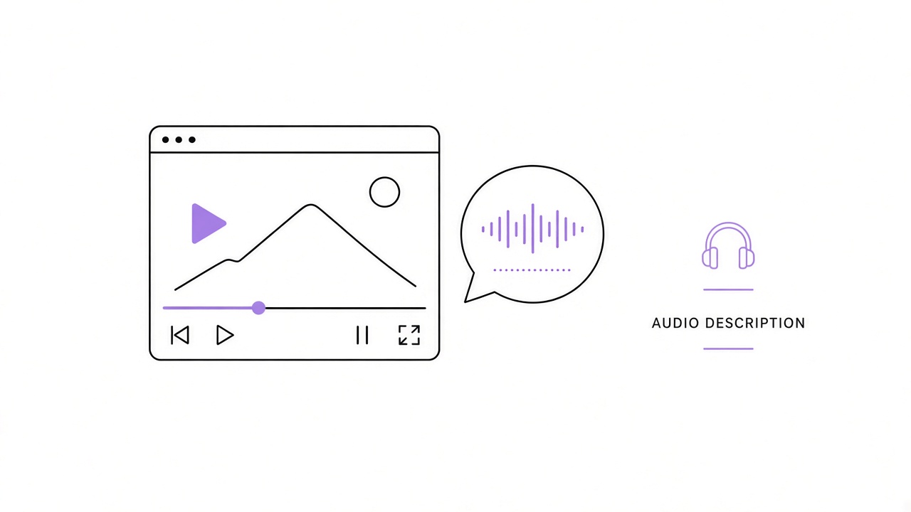 Automated audio description pipeline: video scene detection, object recognition, and synthesized narration for blind viewers