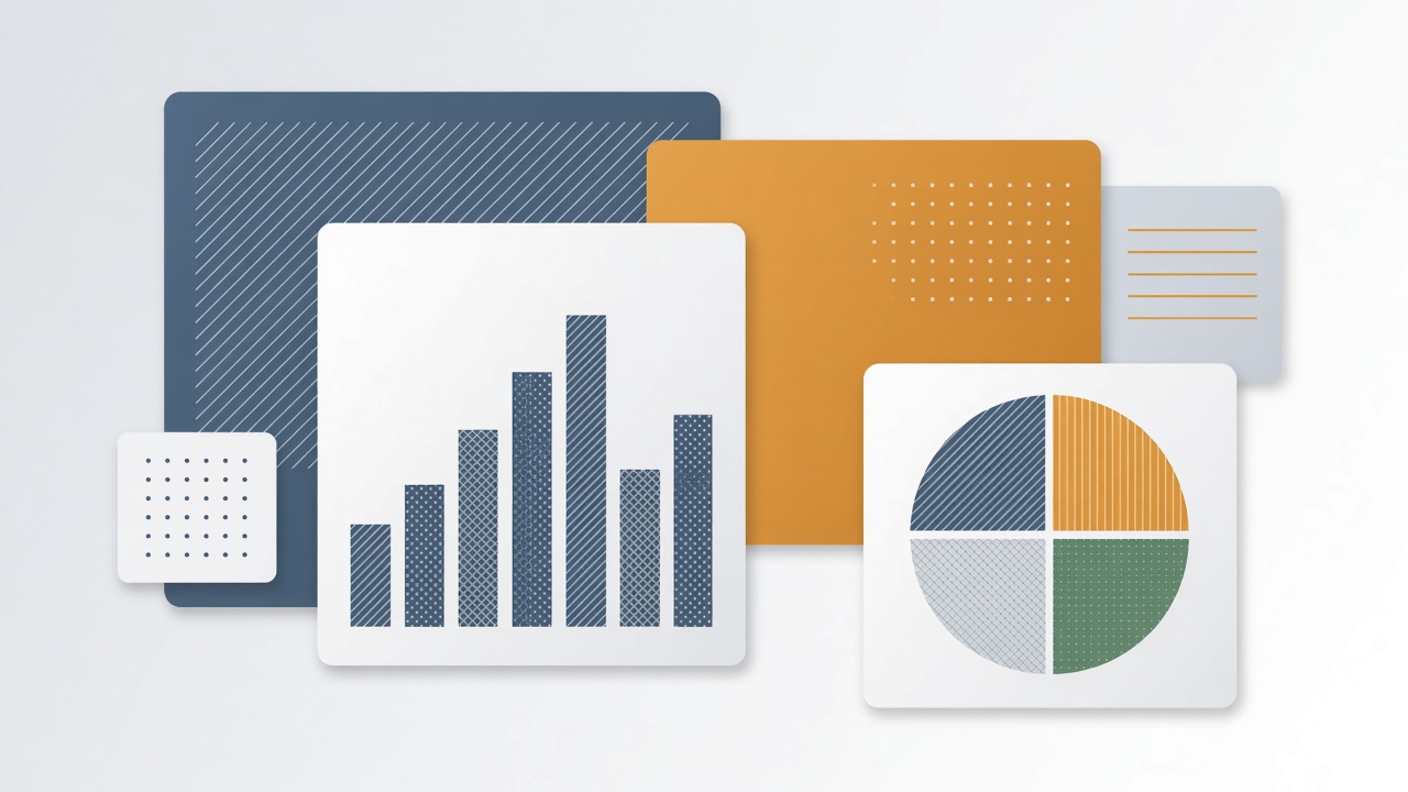 Color-blind-friendly data visualization: AI-optimized palette with patterns and high-contrast labels on a bar chart