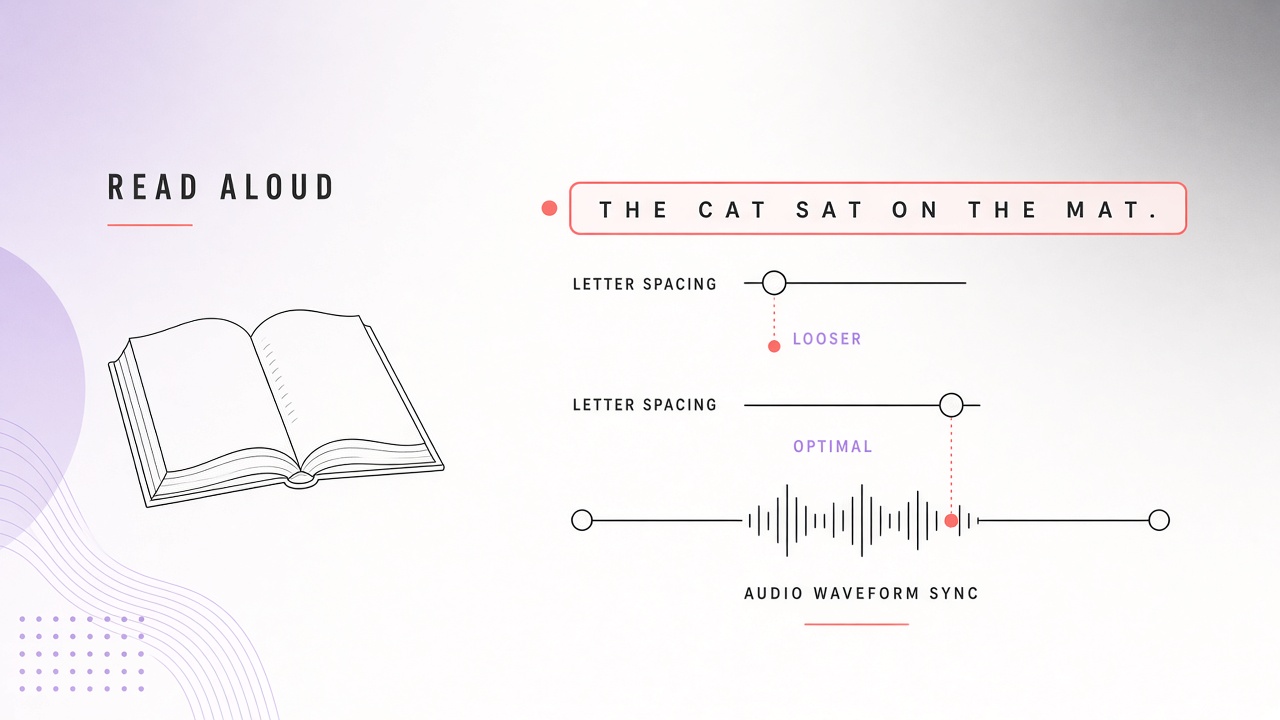 AI dyslexia friendly text formatting with adjusted spacing fonts and read-aloud sync