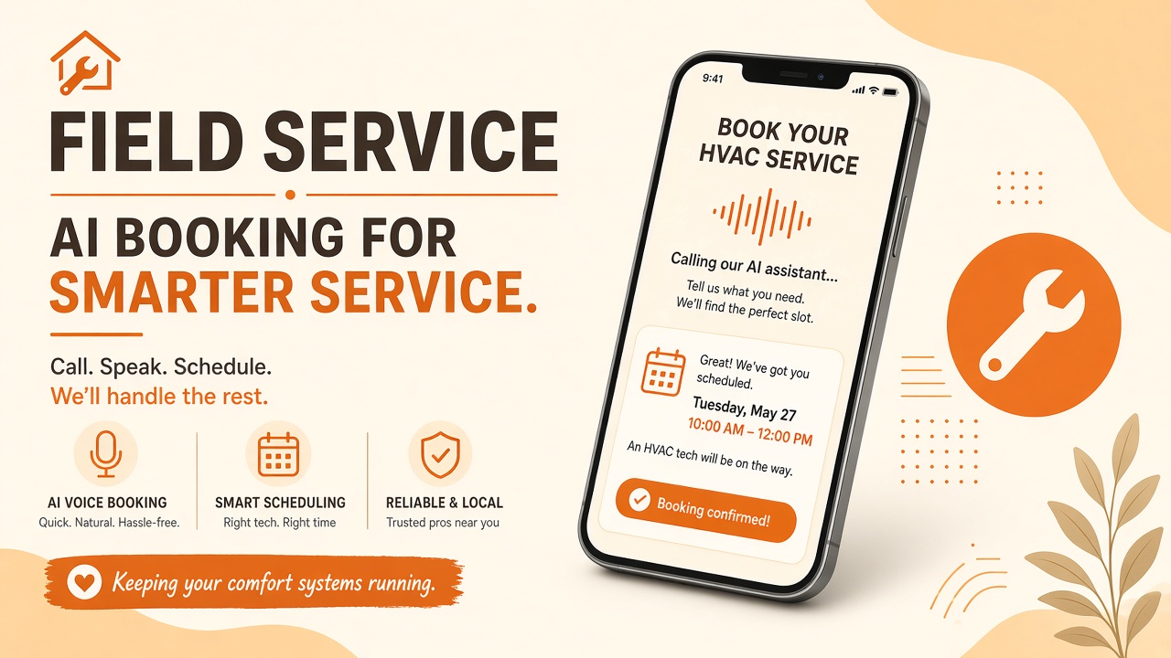 AI field service call booking workflow plumbers HVAC roofers voice agent calendar integration