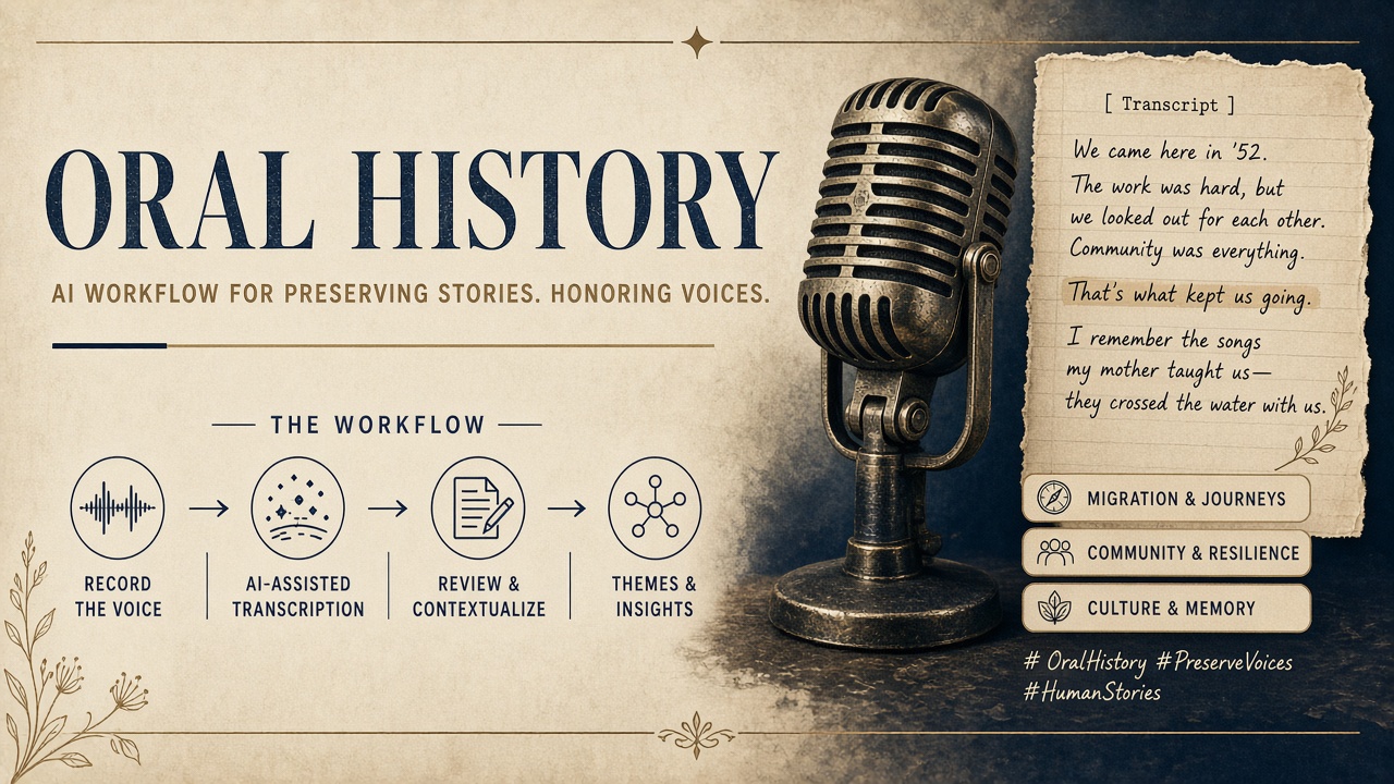 AI oral history workflow transcription thematic coding archival metadata consent