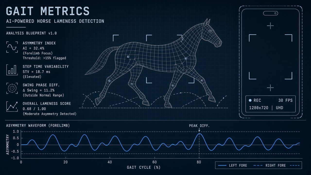 AI horse gait lameness detection smartphone video pose estimation equine vet trot asymmetry prepurchase exam