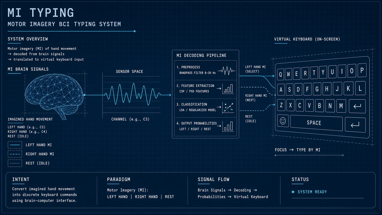 Motor imagery BCI typing neural interface EEG spellers P300 SSVEP hybrid signal processing pipeline