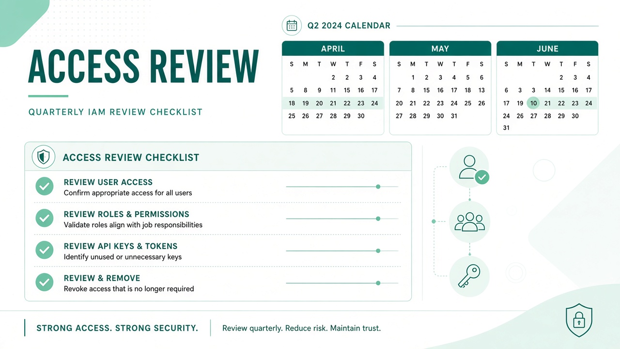 AI tool access review cadence policy covering users groups API keys and quarterly attestation for audits