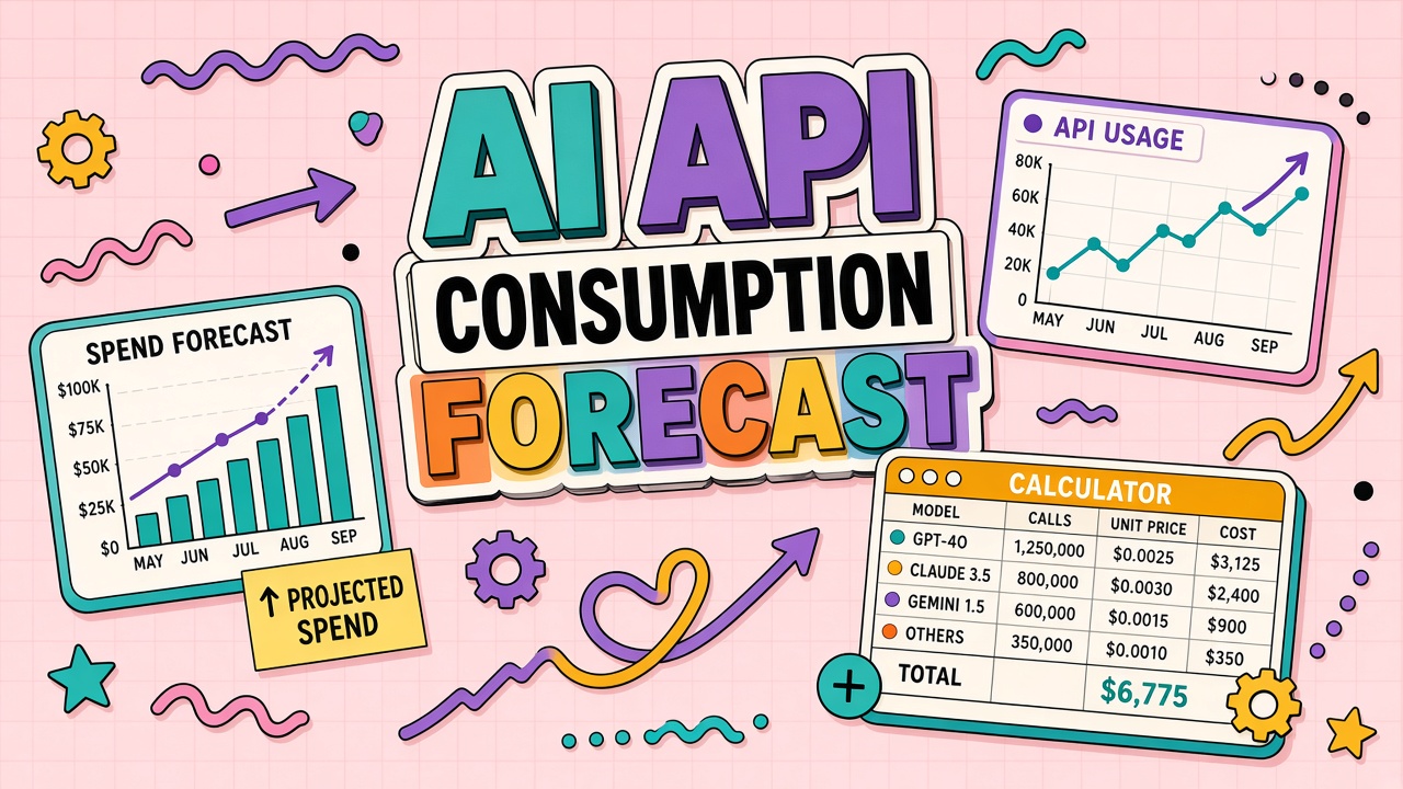 AI API consumption forecasting spreadsheet: users, tasks, tokens, and seasonality