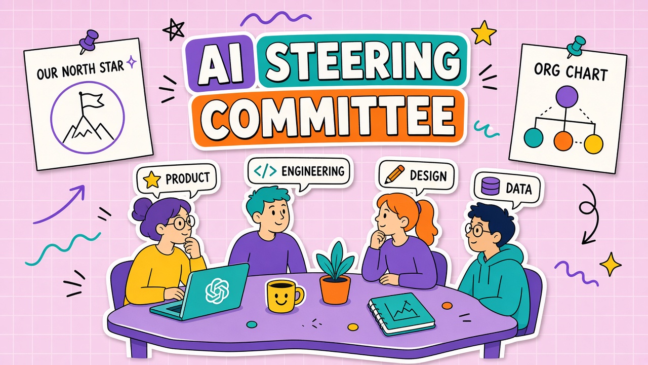 Cross-functional AI steering committee with IT legal finance and business stakeholders aligned on tool decisions