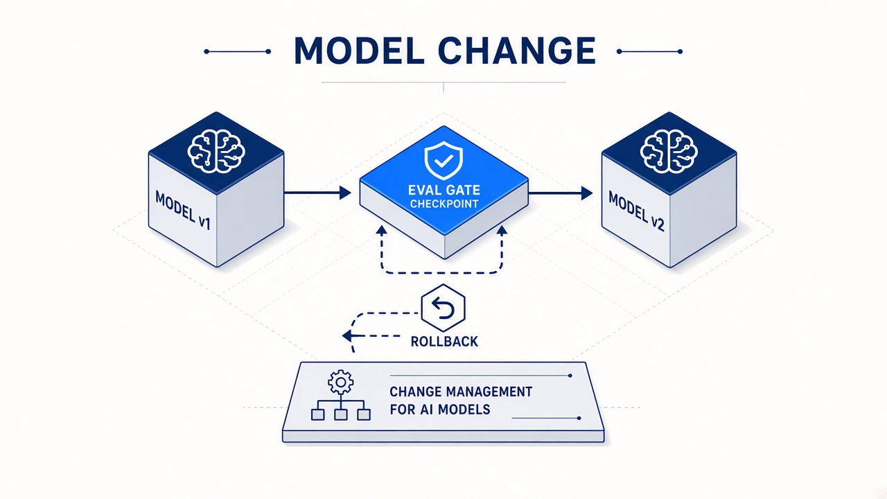 AI model change management policy for third-party tools with patch minor major categories and eval gates