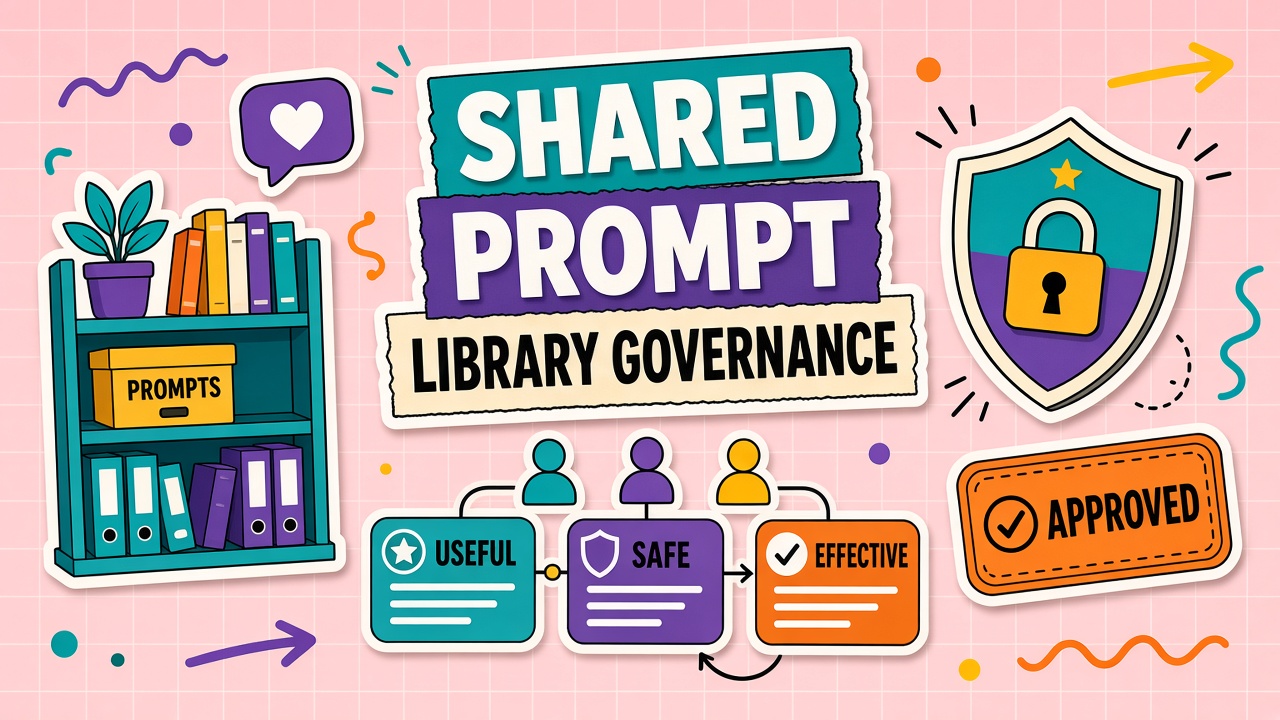 Governance for shared team prompt libraries with naming standards, review flow, and security rules