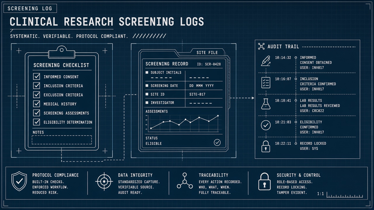 AI workflow for clinical research coordinators drafting screening logs from visit notes with PI review