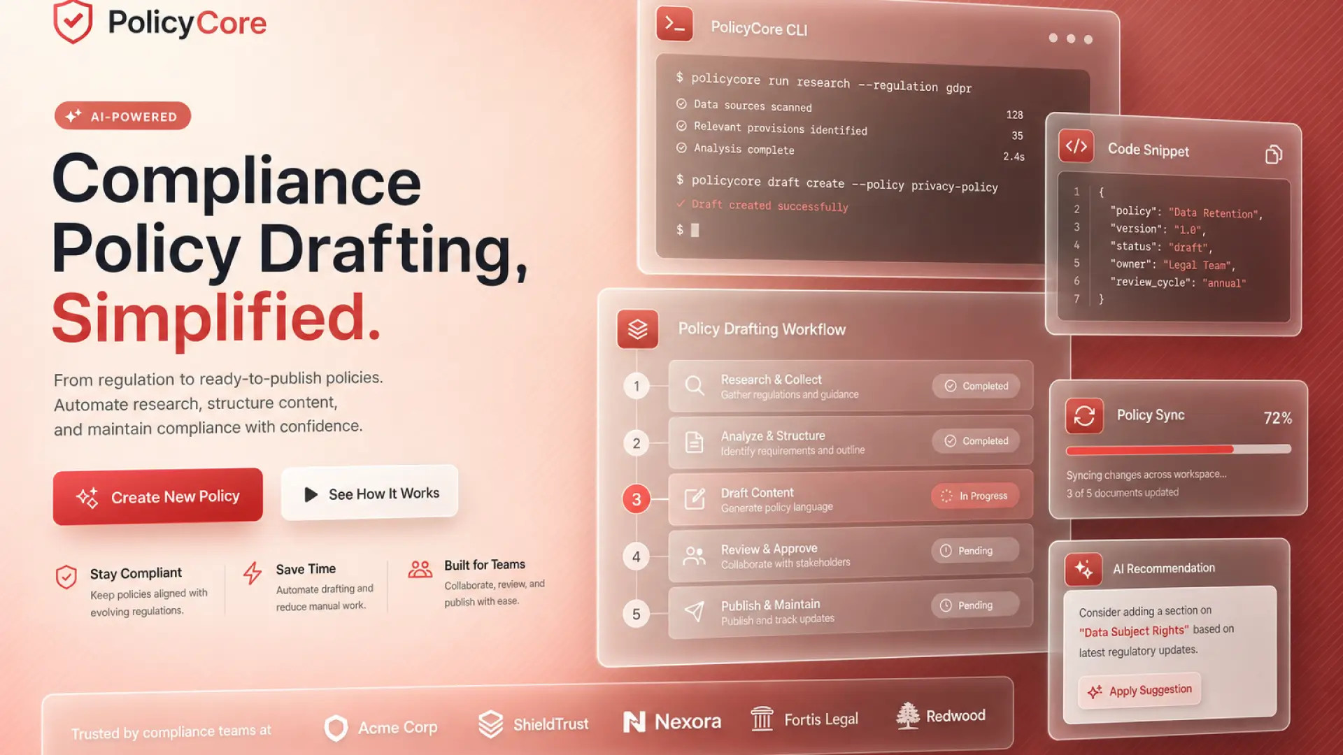 AI workflow for compliance officers: regulatory monitoring through policy redlines and staff training