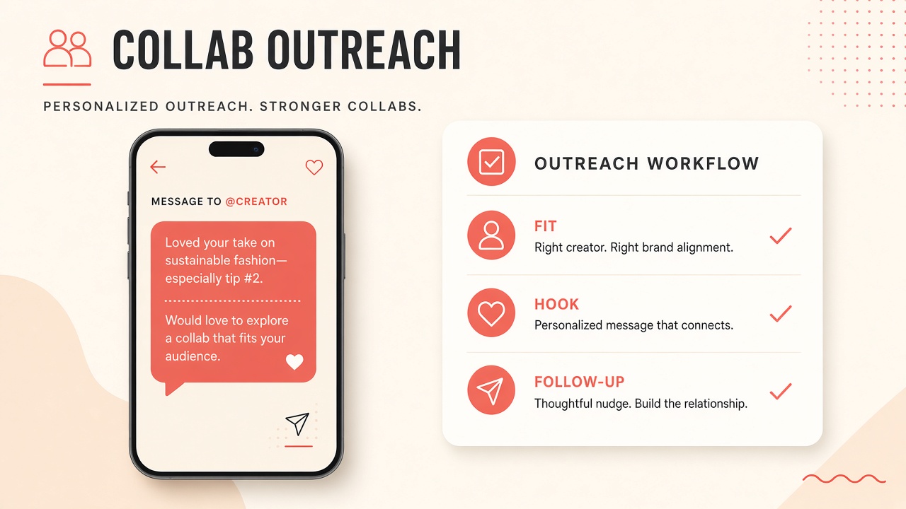 AI workflow creator collaboration outreach: personalized DM research, fit scoring, and follow-up pipeline