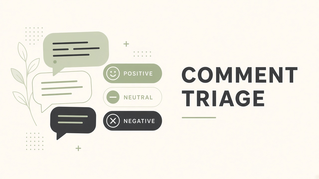 AI workflow for moderating and replying to creator comments at scale with sentiment triage and human approval