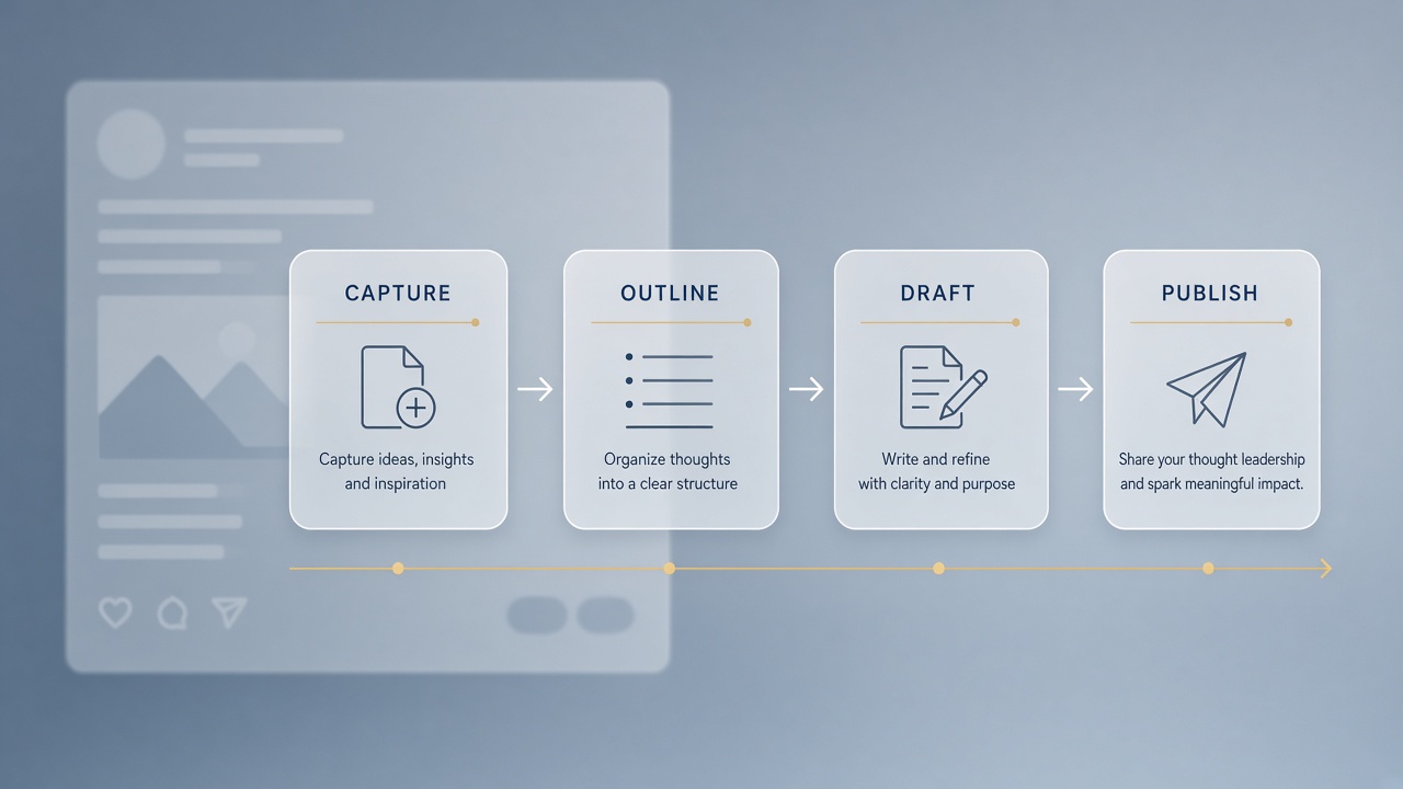 AI workflow for LinkedIn thought leadership posts: insight capture, outline, and human voice editing