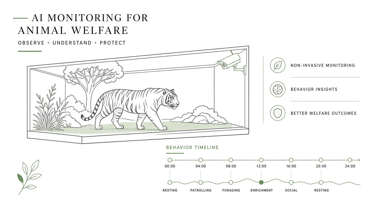 AI zoo animal welfare monitoring ethogram stereotypy computer vision enclosure video tiger polar bear behavior