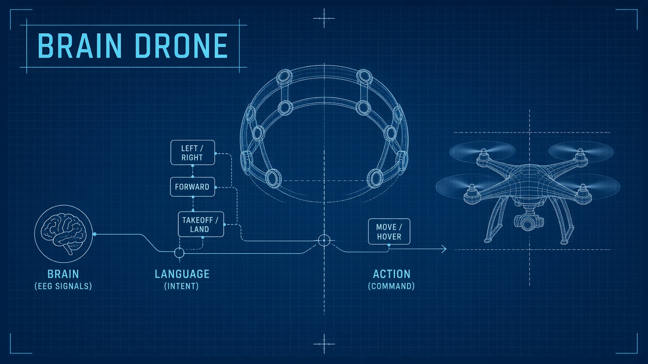 Brain-Language-Action BLA model EEG motor imagery drone control language conditioning