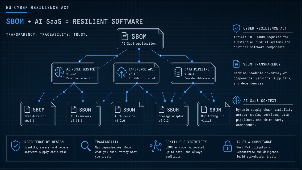 Cyber Resilience Act SBOM requirements for AI SaaS vendors and software bills of materials