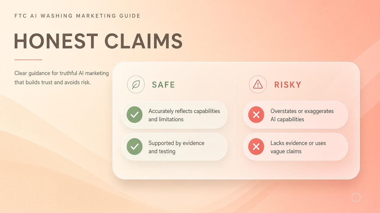 FTC AI washing case themes and marketing guide for honest AI feature claims