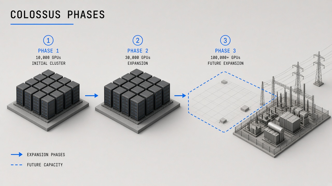 xAI Colossus data center expansion GPU cluster Elon Musk AI infrastructure Memphis power capacity