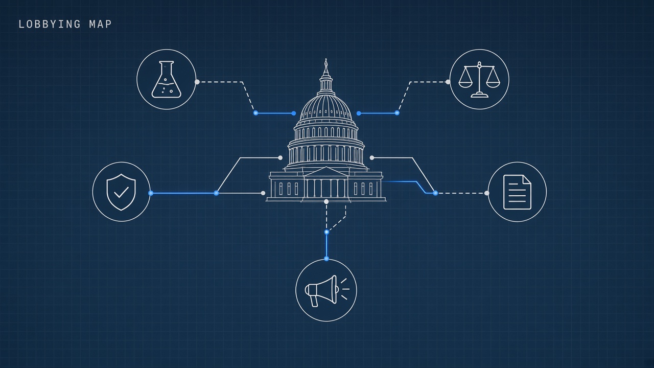 Senate AI safety bill industry lobbying positions OpenAI Anthropic Meta trade groups 2026