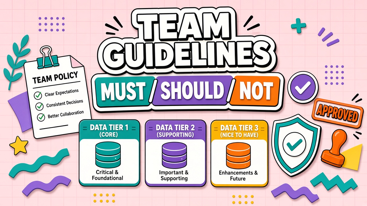 Setting team AI tool guidelines with must-should-must-not policy sections for data use disclosure and tool approval