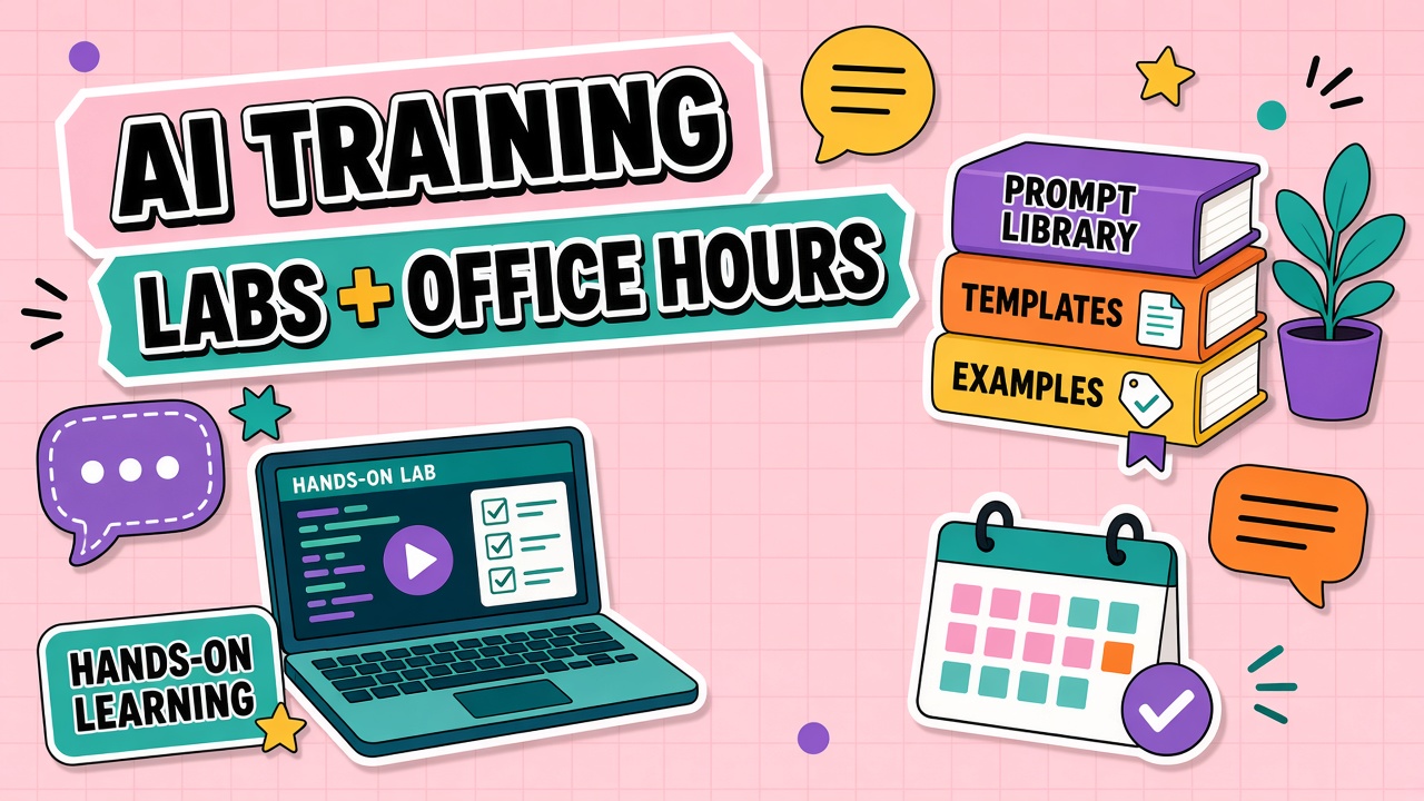 Training colleagues on new AI tools through hands-on labs, office hours, and shared prompt libraries that build lasting skills