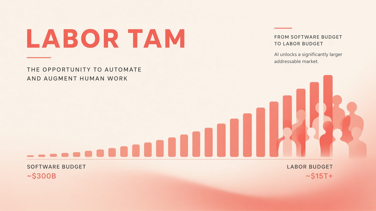 Vertical AI market sizing labor budget services spend fragmented industries TAM analysis
