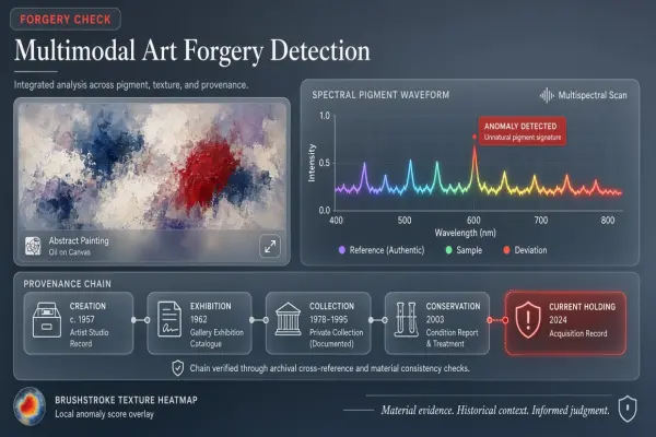 AI Art Forgery Detection: Pigment, Provenance, and Style Multimodal Models