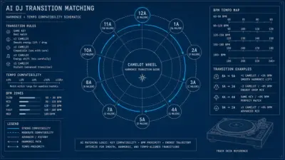 AI DJ Transition Matching: Beatgrid Analysis and Harmonic Mixing Assistants