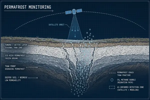 AI Detection of Permafrost Thaw and Methane Emissions