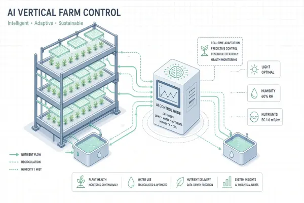AI Vertical Farm Control: Climate, Nutrients, and Yield Optimization