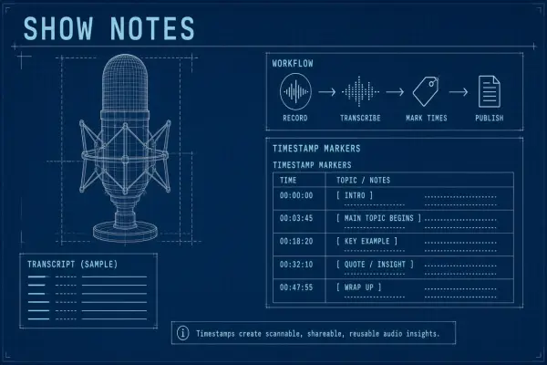 AI Workflow for Podcast Show Notes, Chapters, and Pull Quotes