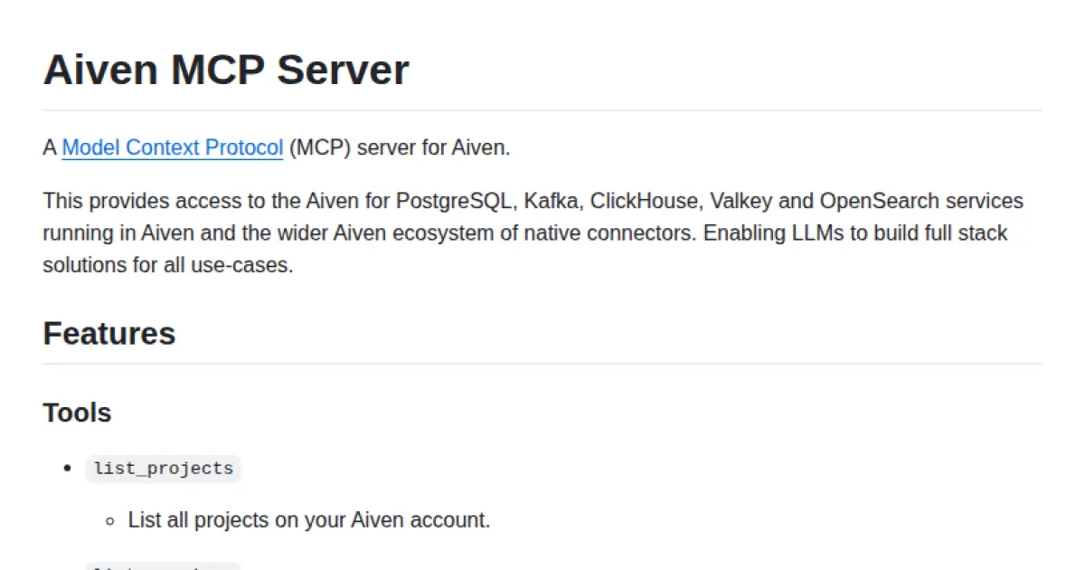 Aiven MCP Server