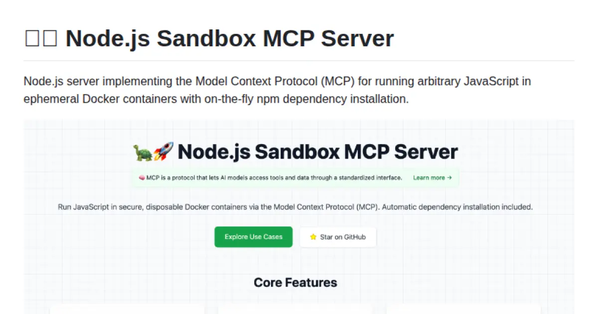 Node.js Sandbox MCP Server