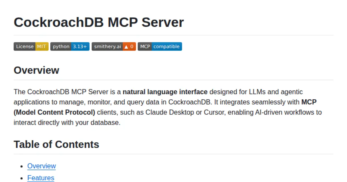 CockroachDB MCP Server