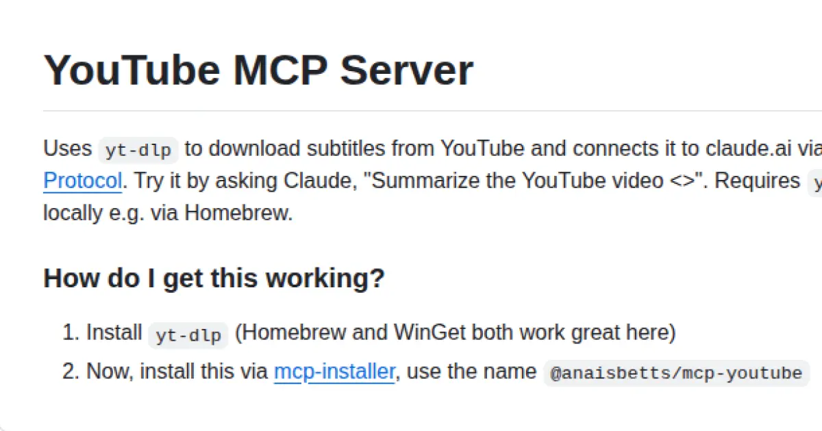 YouTube MCP Server