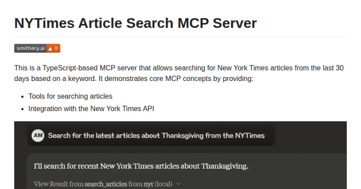 NYTimes Article Search MCP Server