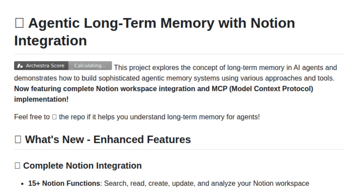 Agentic Long-Term Memory with Notion Integration