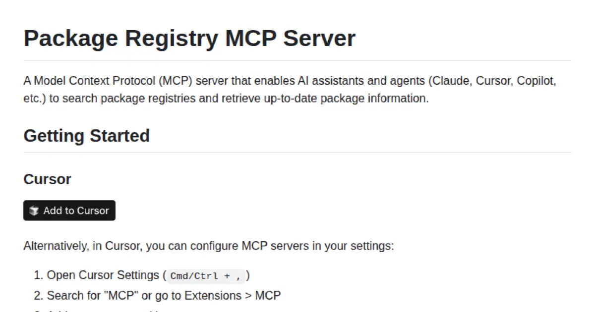 Package Registry MCP Server