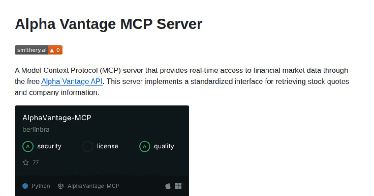 Alpha Vantage MCP Server