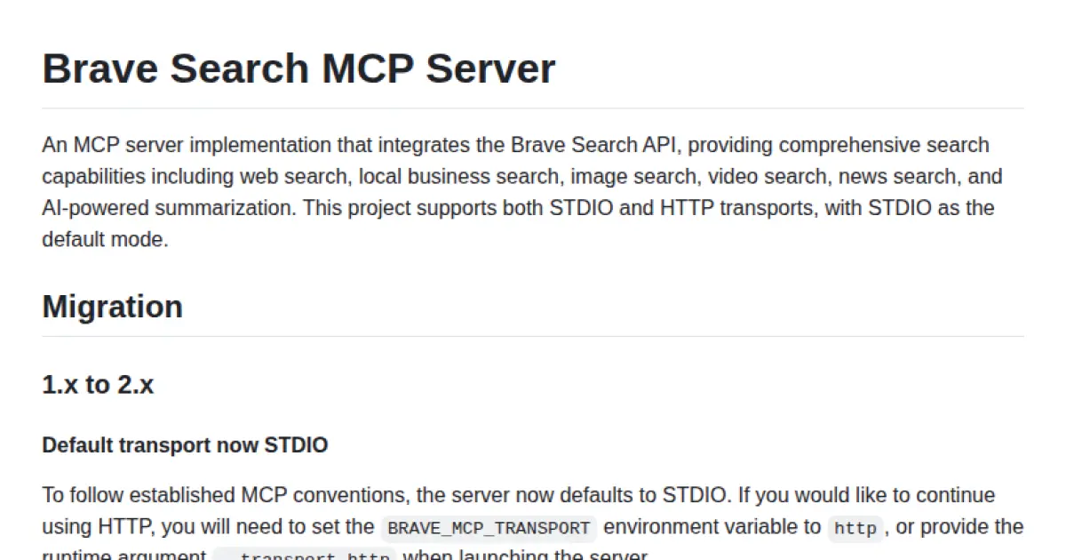 Brave Search MCP Server