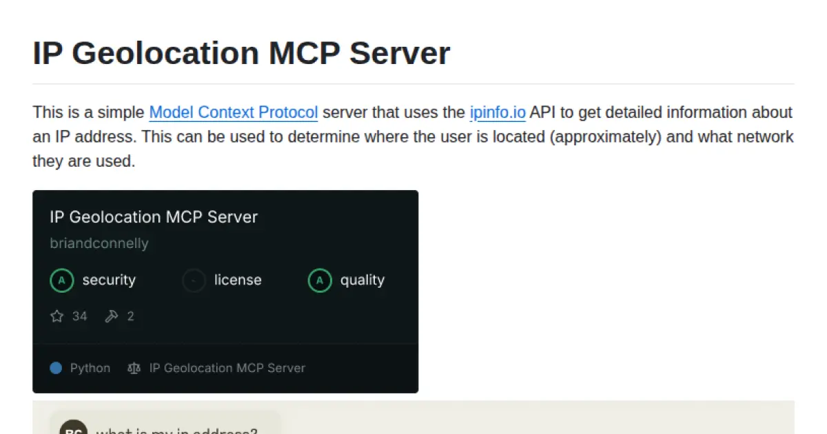 IP Geolocation MCP Server