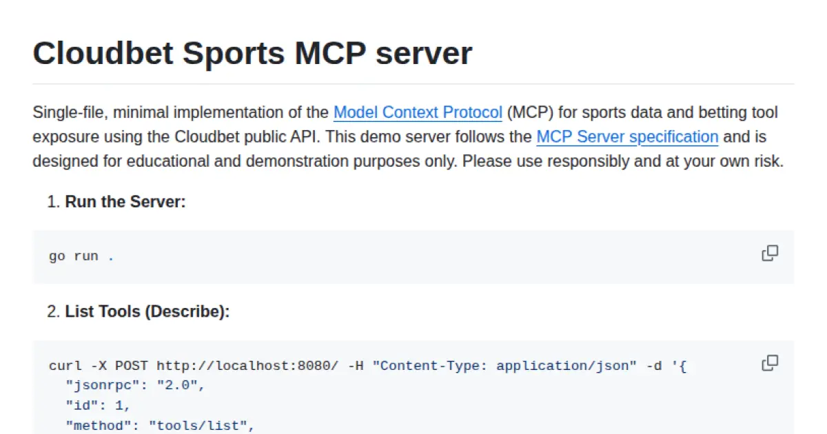 Cloudbet Sports MCP Server