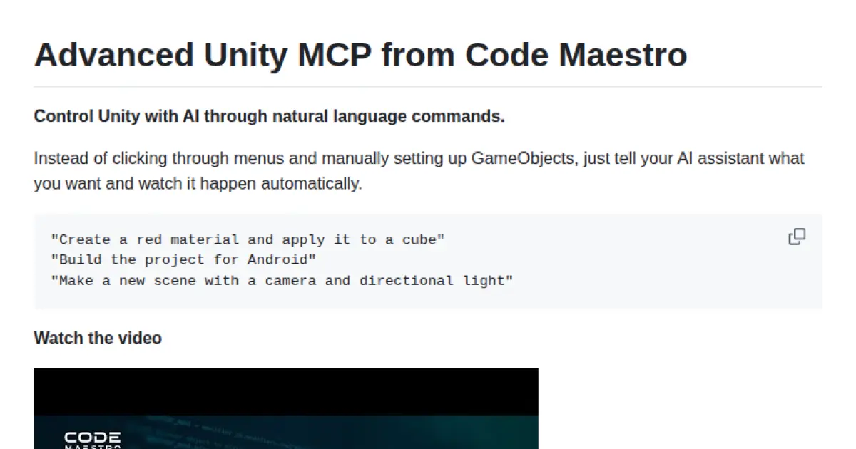 Advanced Unity MCP from Code Maestro