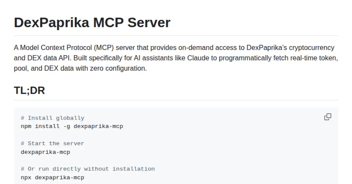 DexPaprika MCP Server
