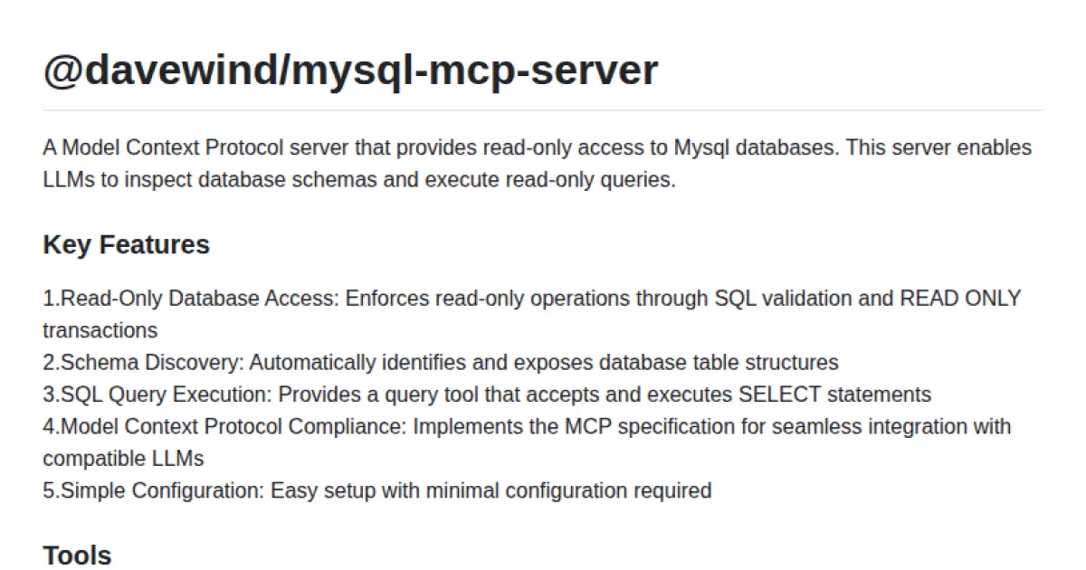 @davewind/mysql-mcp-server
