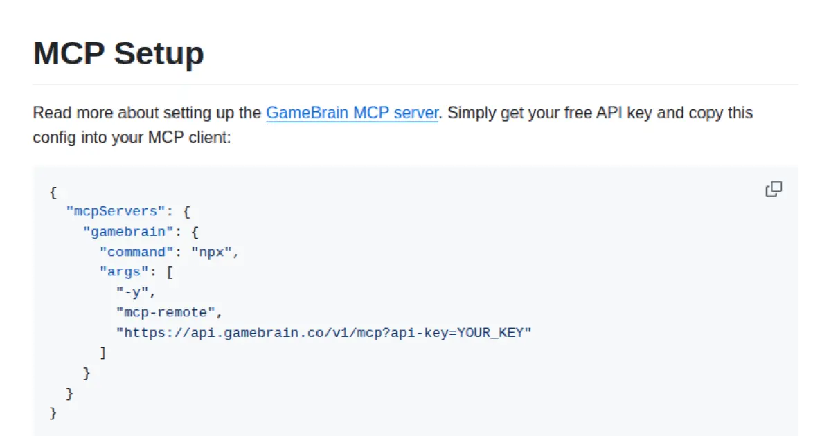 GameBrain MCP API Clients