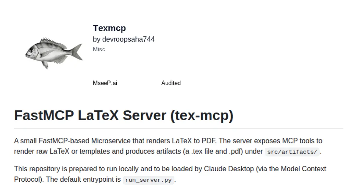 FastMCP LaTeX Server (tex-mcp)