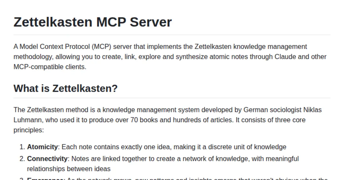 Zettelkasten MCP Server