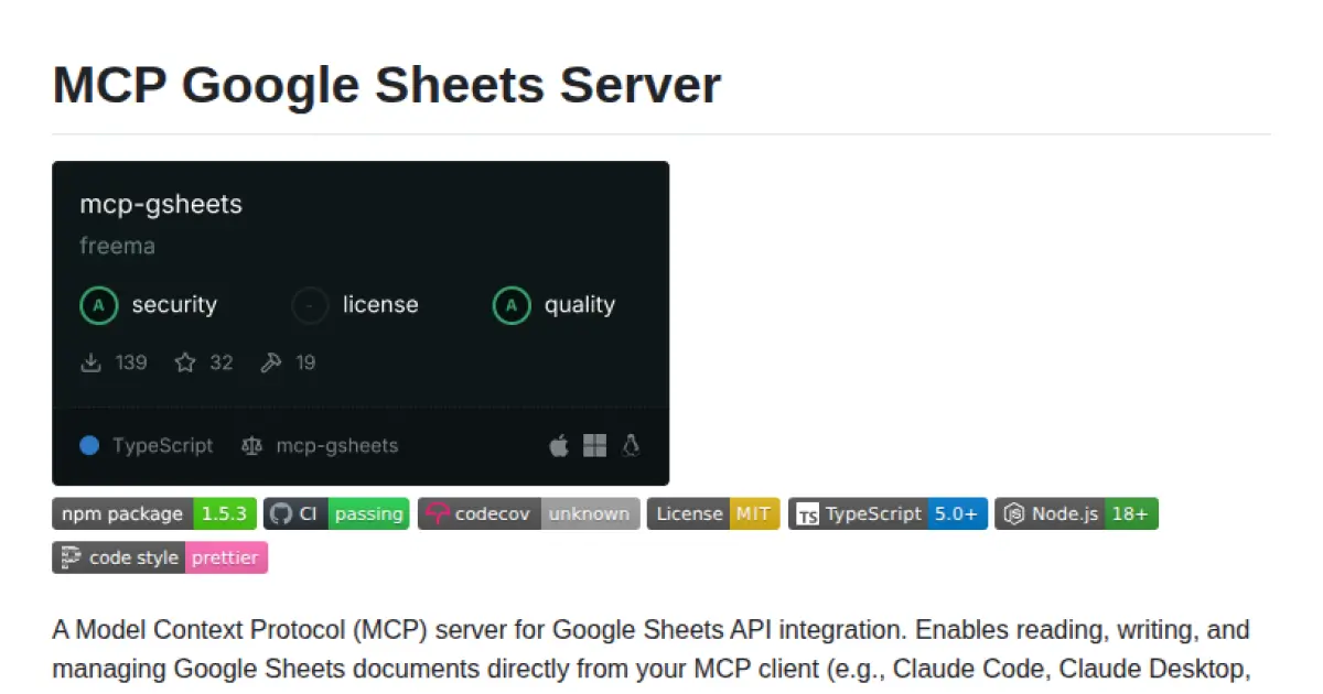 MCP Google Sheets Server